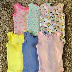 Carter’s Baby Girls’ Sleeveless Bodysuit Onesies, 6-pk, Newborn
